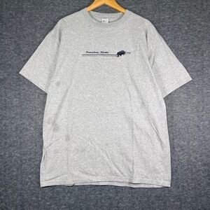 Anvil T-Shirt Mens 2XL Grey Good Petersburg Alaska Bear Embroidered Vintage Tee